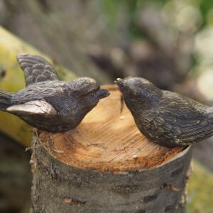 Bronze Sparrow Chicks Pair Bird Sculpture 8x12cm BI 80 1 | Avant Garden Bronzes