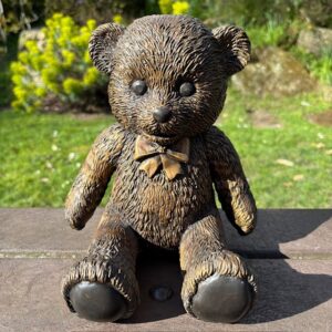Bronze Teddy Bear with Bow Tie Sculpture 1