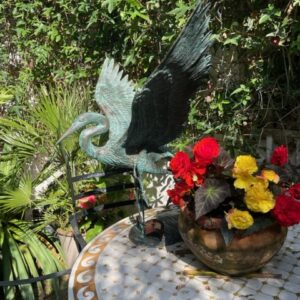 Bronze Verdigris Heron Wingspread Bird Sculpture 3 | Avant Garden Bronzes