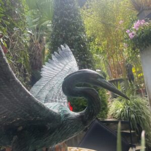 Bronze Verdigris Heron Wingspread Bird Sculpture 5 | Avant Garden Bronzes