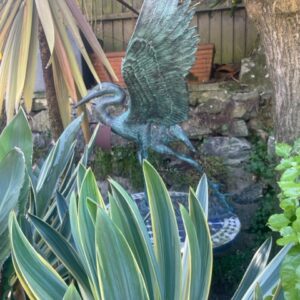 Bronze Verdigris Heron Wingspread Bird Sculpture 8 | Avant Garden Bronzes