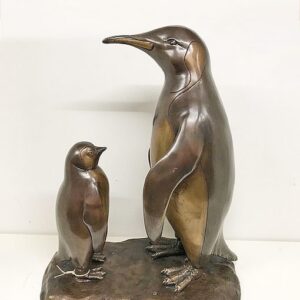 BI 73 Solid Bronze Penguin & Chick Sculpture 2 | Avant Garden Bronzes