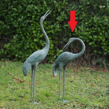 Crane Bird Water Feature Fountain Solid Bronze Sculpture Head Down 1 | Avant Garden Bronzes