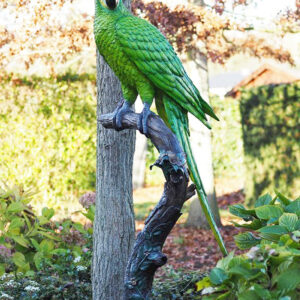 BI 15 Solid Bronze Green Macaw Parrot Sculpture 1 | Avant Garden Bronzes