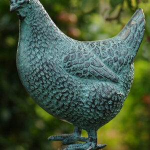 BI 50 Verdigris Chicken Bronze Sculpture 1 | Avant Garden Bronzes