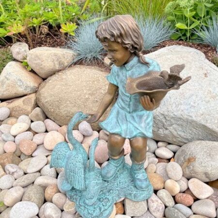 FO 31 Solid Bronze Fountain Girl Geese Sculpture 3 | Avant Garden Bronzes