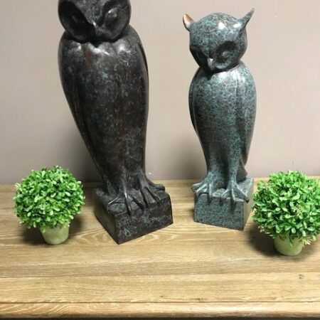 Bronze Sculpture Owl Large & Small 1 | Avant Garden Bronzes