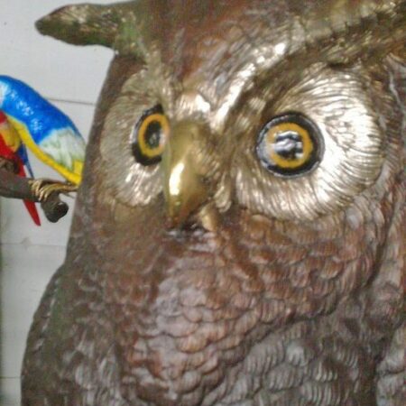 Bronze Bird Owl 114cm Perched on Log Sculpture BI 12 10 | Avant Garden Bronzes