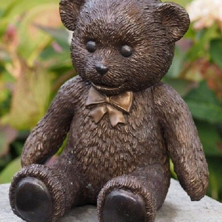 MI 56 Solid Bronze Teddy Bear Large with Bow Tie 1 | Avant Garden Bronzes