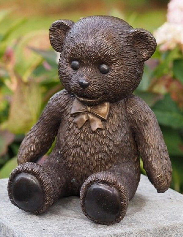 MI 56 Solid Bronze Teddy Bear Large with Bow Tie 1 | Avant Garden Bronzes