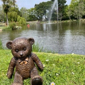 Teddy Bear Bronze Sculpture by lake 1 | Avant Garden Bronzes