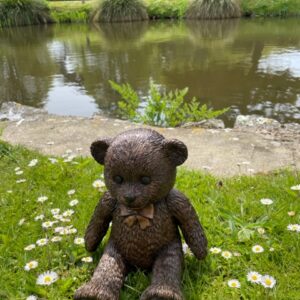 Teddy Bear Bronze Sculpture by pond 1 | Avant Garden Bronzes