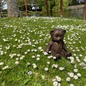 Teddy Bear Bronze Sculpture in Daisies 1 | Avant Garden Bronzes