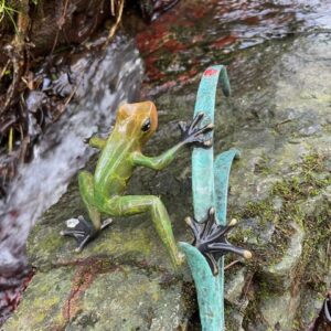 Bronze Frog & Ladybird Sculpture On Glazed Branch MI 40 - Image 3