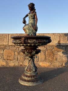Large Classical Feminine Water Feature Bronze Fountain Lady Sculpture FO 66 photographed in golden evening light