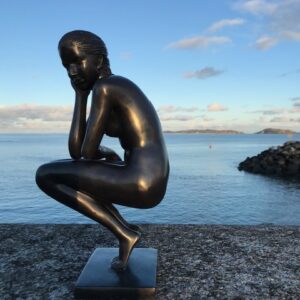 Solid Bronze Nude Woman Sculpture Contemplating 36cm FIWO 12 1 | Avant Garden Bronzes
