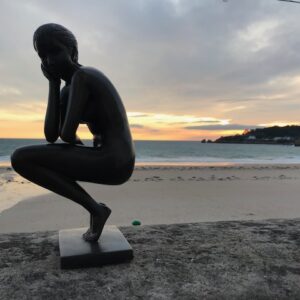 Solid Bronze Nude Woman Sculpture Contemplating 36cm FIWO 12 | Avant Garden Bronzes