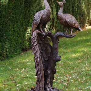 BI 17 Fine Cast Solid Bronze Sculpture Peacocks Tree Statue 1 | Avant Garden Bronzes