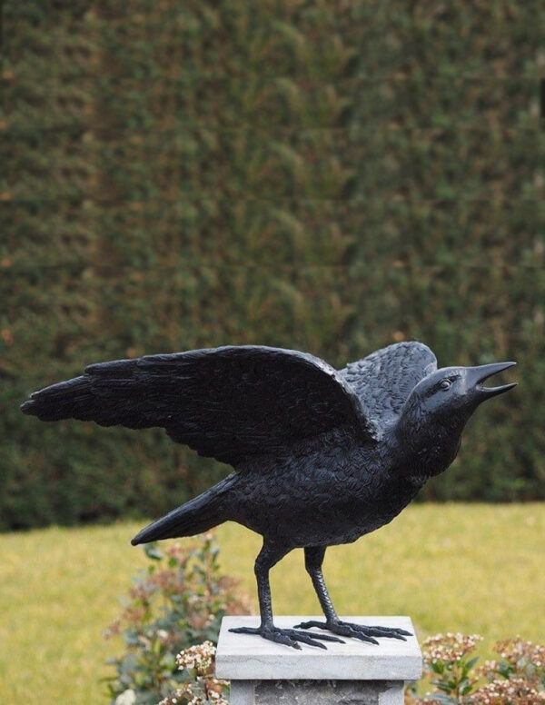 Bronze Crow Wings Open Bird Sculpture BI 55 1 | Avant Garden Bronzes