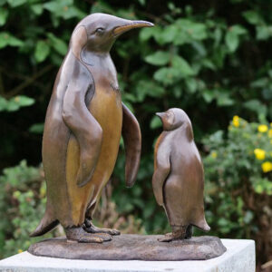 BI 73 Solid Bronze Penguin & Chick Sculpture 1 | Avant Garden Bronzes