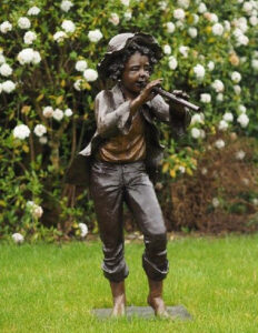BO 35 Fine Cast Solid Bronze Sculptures Boy Playing the Flute 2 | Avant Garden Bronzes
