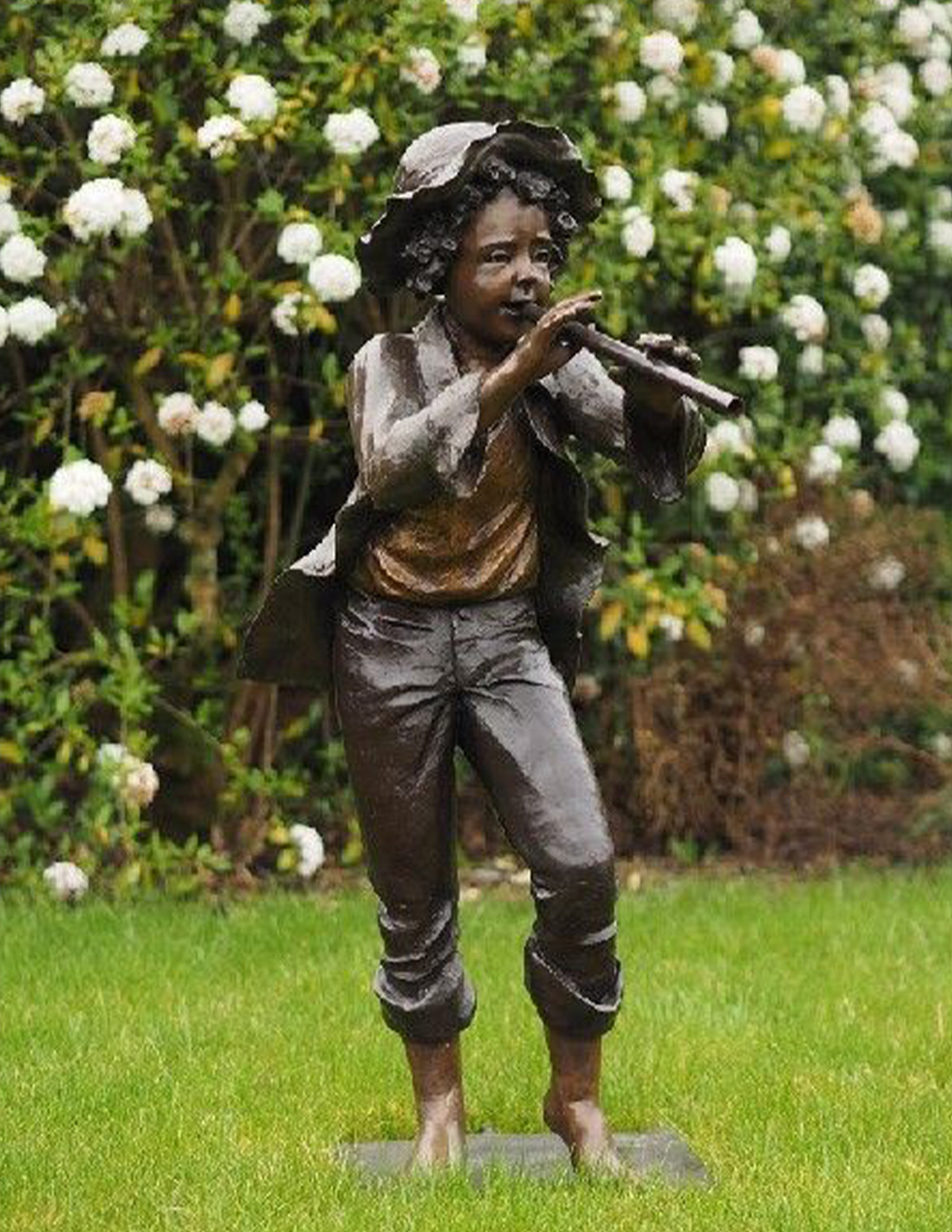 Boy Playing Flute Fountain Art Sculpture Avant Garden Bronzes