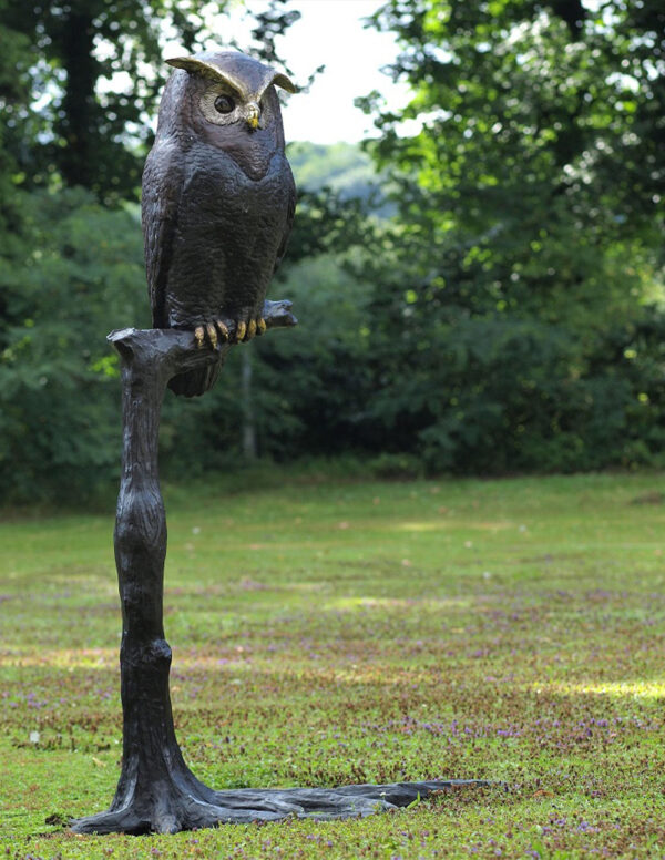 Bronze Bird Owl on Tree Sculpture BI 11 1 | Avant Garden Bronzes