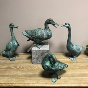 Bronze Sculpture Ducks Mixed Verdigris Decor Ornament | Avant Garden Bronzes