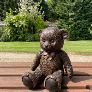 Bronze Teddy Bear Sculpture with Bow Tie MI 56 6 | Avant Garden Bronzes