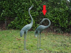 Crane Bird Water Feature Fountain Solid Bronze Sculpture Head Down 1 | Avant Garden Bronzes
