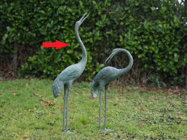 Crane Bird Water Feature Fountain Solid Bronze Sculpture Head Up 1 | Avant Garden Bronzes