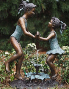 FIGI 57 Fine Cast Solid Bronze Sculptures Girls Watersplash Dancing at Fountain 2 | Avant Garden Bronzes