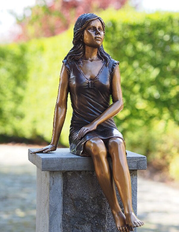 FIGI 79 Solid Bronze Young Lady Sitting Sculpture 1 | Avant Garden Bronzes