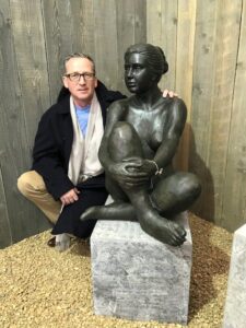 fine cast bronze nude woman sculpture seated classical garden art