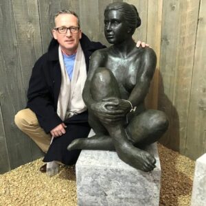 fine cast bronze nude woman sculpture seated classical garden art