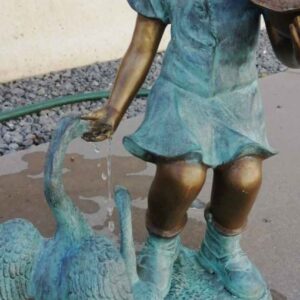 FO 31 Solid Bronze Fountain Girl Geese Sculpture 6 | Avant Garden Bronzes