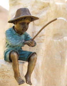 FO 58 Solid Bronze Sculpture Fountain Fisherman Water Feature 1 | Avant Garden Bronzes