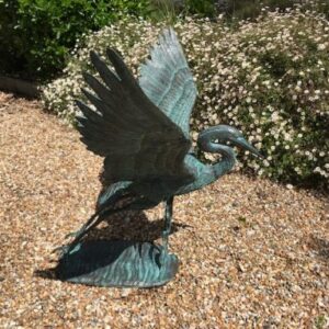 Heron Wingspread Solid Bronze Sculpture 3 | Avant Garden Bronzes