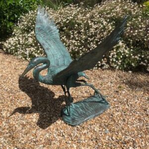 Heron Wingspread Solid Bronze Sculpture 5 | Avant Garden Bronzes