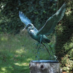 Bronze Verdigris Heron Wingspread Bird Sculpture BI 89 10 | Avant Garden Bronzes