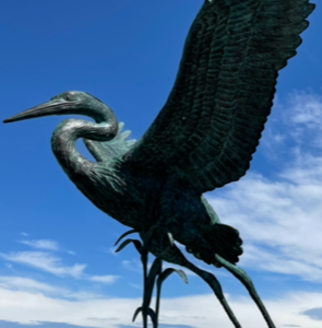 Heron Wingspread Solid Bronze Sculpture Sky View 1 | Avant Garden Bronzes