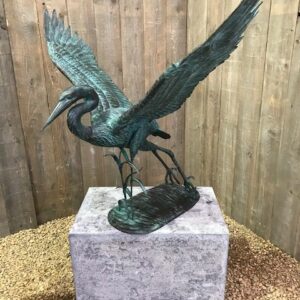 Heron Wingspread Verdigris Solid Bronze Sculpture 1 | Avant Garden Bronzes