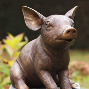 MI 24 Solid Bronze Piglet Sitting Sculpture 1 | Avant Garden Bronzes