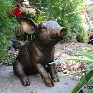 MI 24 Solid Bronze Piglet Sitting Sculpture 3 | Avant Garden Bronzes