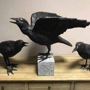 Bronze Crow Male Black Bird Sculpture Perched BI 19 4 | Avant Garden Bronzes
