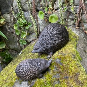 Bronze Hedgehog & Hoglet Spiny Garden Animal Sculpture (Set of 2) WI 35 2 | Avant Garden Bronzes