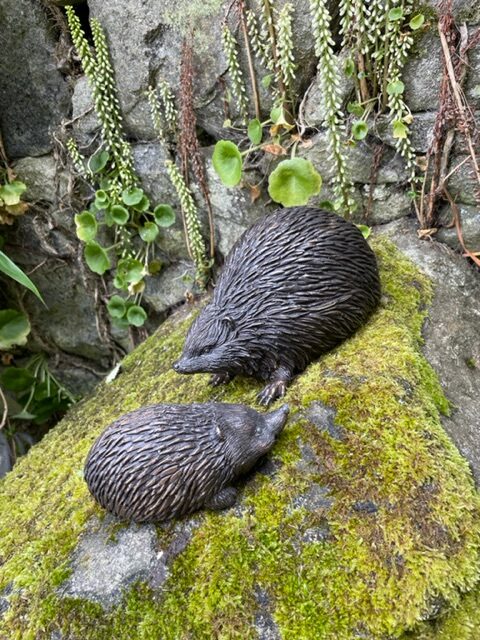 Bronze Hedgehog & Hoglet Spiny Garden Animal Sculpture (Set of 2) WI 35 2 | Avant Garden Bronzes