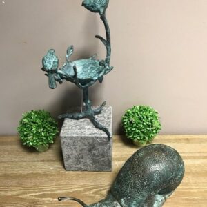 Solid Bronze Twiggy Birds Nest Feeder Sculpture BI 83