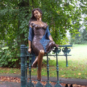 FIWO 36 Solid Bronze Sculpture Lady Sitting