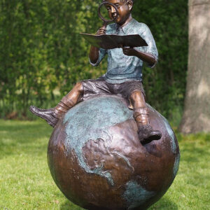 FIBO 44 Solid Bronze Going Global Boy Sculpture 1 | Avant Garden Bronzes